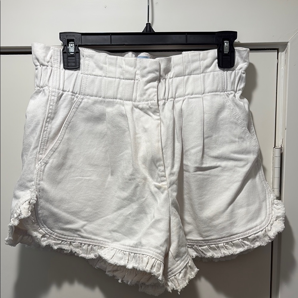 White Ruffled High-Waist Women’s Shorts
